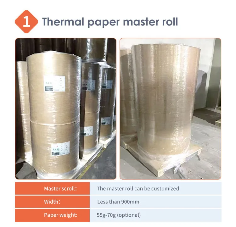 thermal paper jumbo roll master roll width under 900mm paper weight 55-70gsm
