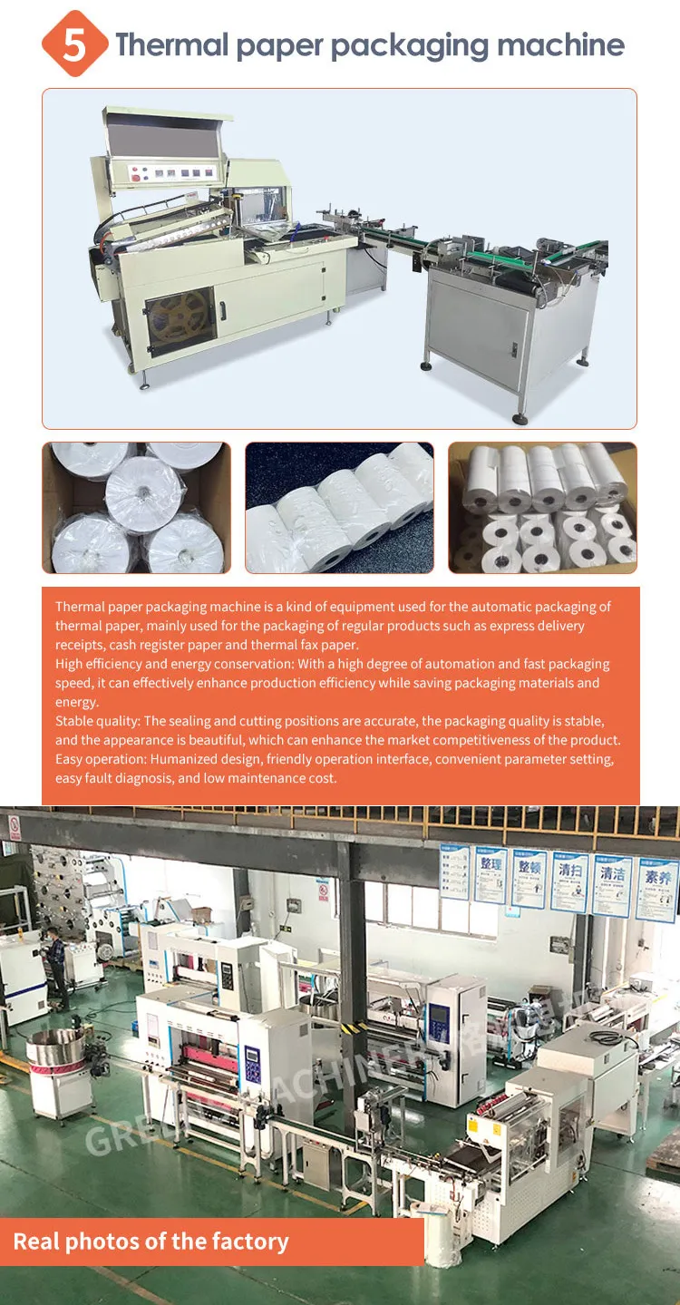 thermal paper packaging machine automatic inline optional express receipt cash register roll